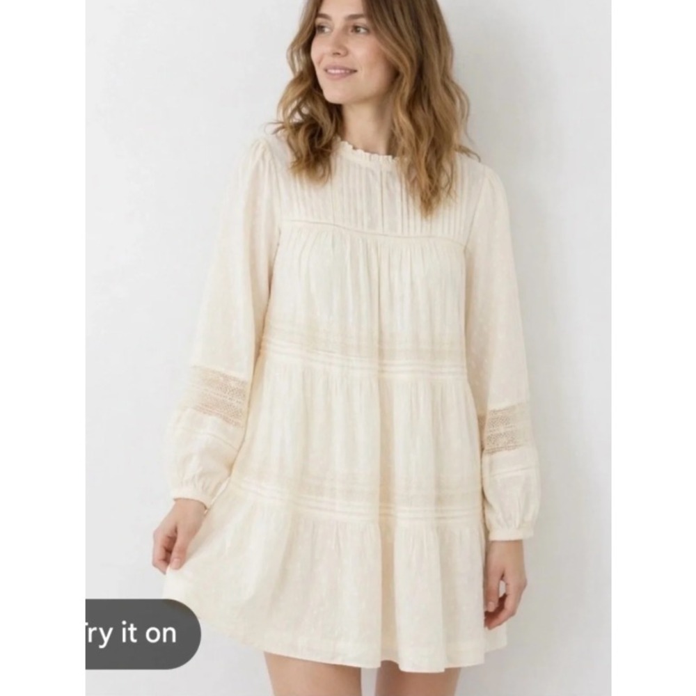 Old Navy Dress Womens Plus Size 3X Cotton Boho Romantic Knee Length Long Sleeve